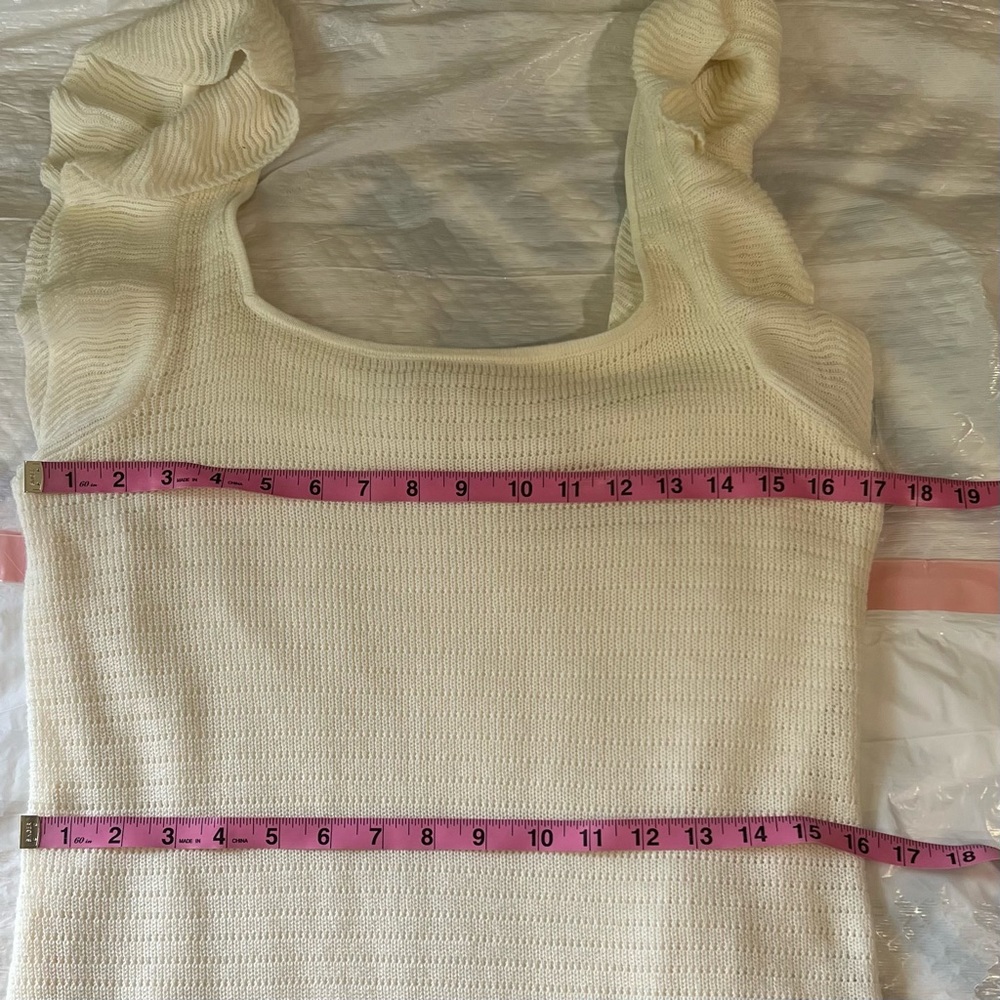 House of Harlow 1960 women cream crochet midi dress flutter sleeve Sz Large - Picture 10 of 15